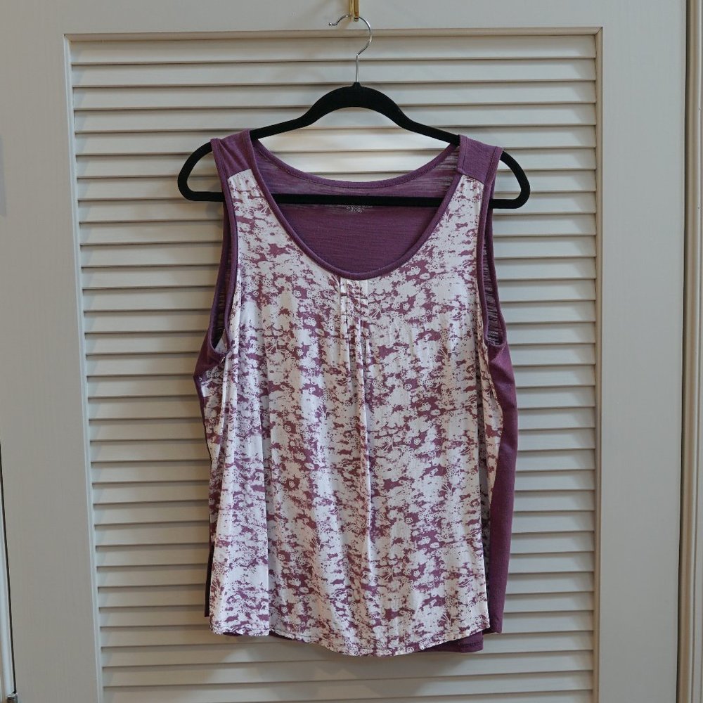 Coldwater Creek Purple and White Sleeveless Tank Size L